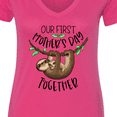 thumbnail image 4 of Inktastic Our 1st Mother's Day Together Cute Mom and Baby Sloth Women's V-Neck T-Shirt, 4 of 5