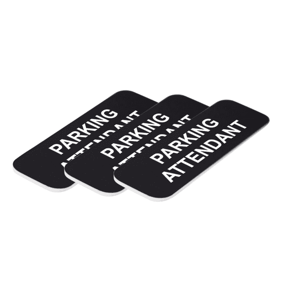 Parking Attendant 1 x 3" Name Tag/Badge, Black, (3 Pack)