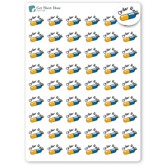 Refill Reminder Planner Stickers / Appointments Reminder Stickers/ Health Wellness / Sports / Habit Tracking / Bullet Journaling / Bujo / Essential Productivity Stickers