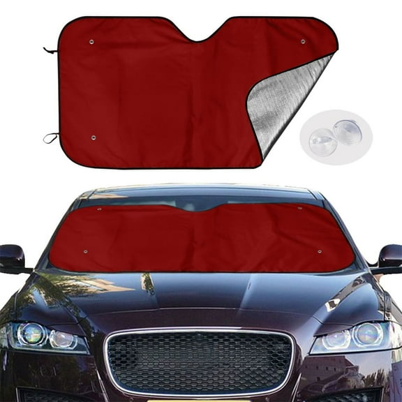 Picia Maroon Curved Windshield Sunshade Accordion Folding Style Auto Shade for Car Truck SUV Van Blocks UV Ray Sun Visor Protector -Small