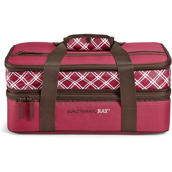 Rachael Ray Expandable Lasagna Lggr - Small Bias Plaid Burgundy