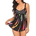 thumbnail image 1 of Greeniant Traje de baño de 2 uds para mujer, traje de baño con estampado degradado, traje de baño estampado, traje de baño sin espalda Traje de baño fuegos artificiales de colores XL, 1 of 6