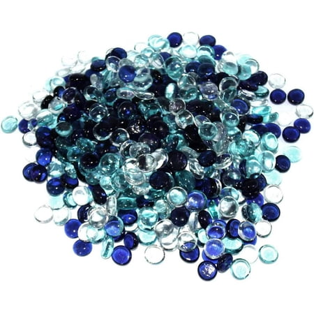 5lb. Koltose by Mash - Flat Glass Marbles Transparent Aqua Blue & Clear Mix Decorative Vase Filler Stones 5 lbs
