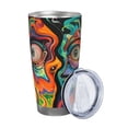 thumbnail image 2 of Lsque Psychedelic Faces Colorful Pattern 20oz Car Cup with Lid and Straw, Insulated Coffee Cup with Straw Topper, Spill Proof Travel Coffee Mug, Stainless Steel Tumble-Straw Two-piece Set, 2 of 8