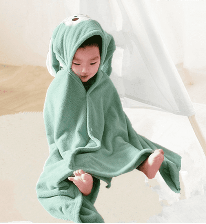 Extra Large Super Soft and Absorbent Hooded Poncho Bath Towel,Baby Animals Bathrobe Cloak for Kids 