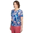 thumbnail image 3 of Alfred Dunner Womens Petite Mosaic Parrot Drawstring Hem Top, 3 of 6