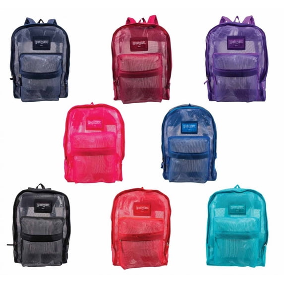 17" Mesh Wholesale Backpacks in 8 Assorted Colors - Bulk Case of 24 Bookbags