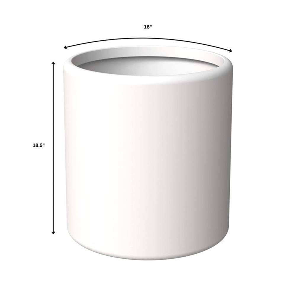 LeisureMod Tundra Fiberstone and MGO Clay Planter, Mid-Century Modern Round Planter Pot for Indoor and Outdoor (White, 18 Inch)