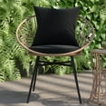 thumbnail image 4 of BizChair 3-Piece Tan Indoor/Outdoor Bistro Set, Papasan Style Rattan Rope Chairs, Glass Top Side Table & Black Cushions, 4 of 15