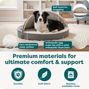 FurHaven Round Orthopedic Dog Bed for Medium Dogs, Egg Crate with a Solid Orthopedic Foam Base with Attached Blanket Hood and Removable Washable Cover, Medium, Sherpa & Suede Snuggery, Espresso