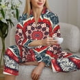 thumbnail image 6 of Disketp Round Design Pajamas Set Long Sleeve Sleepwear Womens Button Down Nightwear Pj Sets-{designName}-XX-Large, 6 of 7