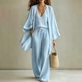 thumbnail image 3 of Idoravan Women Clothes 3 Piece Sets for Women Tank Tops Wide Leg Pants Cover Jacket Fashion Women V-Neck Sleeveless Tank Long Sleeve Cardigan and Long Pants Casual 3Pc Sets, 3 of 7