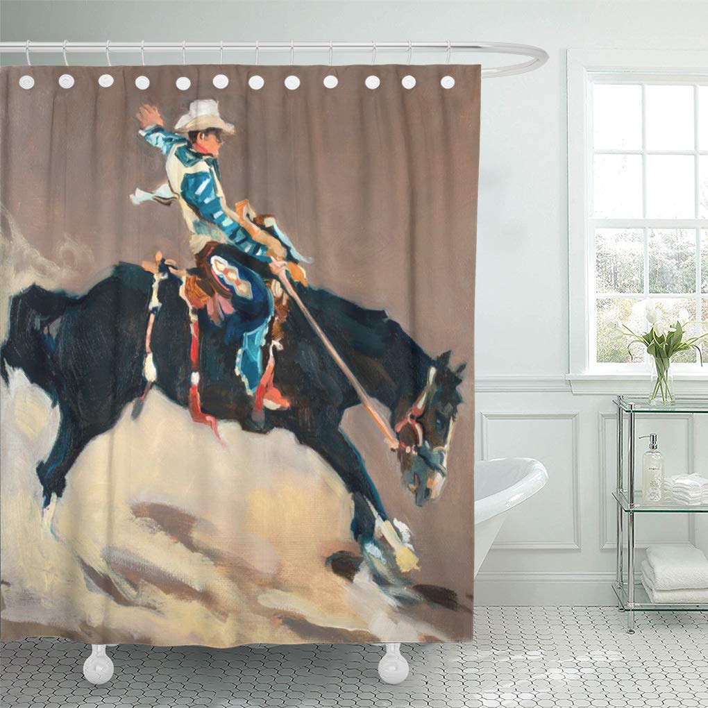 SUTTOM Boys Cowboy on Bucking Bronco The Rodeo Room Western Shower
