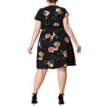 thumbnail image 3 of GRACE & GRANDEUR Robe d'Été pour Femme Grande Taille de la Saint-Patrick à Manches Courtes, Col en V, Midi à Fleurs 2X Noir, 3 of 5