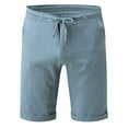 thumbnail image 4 of MRULIC mens shorts Men's Summer Casual Short Pant And Fashionable Solid Pockets Short Cotton And Linen Loose Soft Short Men Casual Shorts Blue + L, 4 of 7