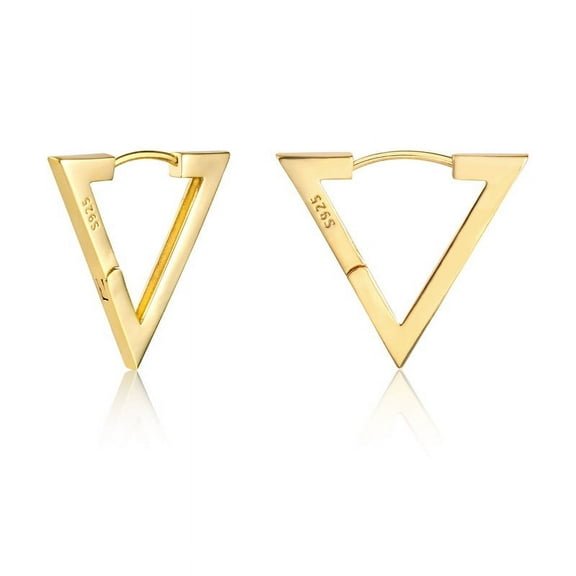 Alexcraft 14K Gold Plated Hoop Earrings for Women - Geometric Triangle Huggies Hoop Earrings - Hypoallergenic Hoop Earrings Cartilage Jewelry Gifts
