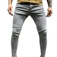 thumbnail image 1 of B91xZ Mens Jeans Mid Rise Stretchy Patchwork Jeans Pants,Gray XXXL, 1 of 2