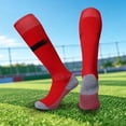 thumbnail image 2 of AWZXDE Mid Calf Pattern Socks Non Sole Grip Athletic Football Socks Breathableed Sports Socks for Youth Adult Team Game Training Red2 - 7-12 Years, 2 of 4