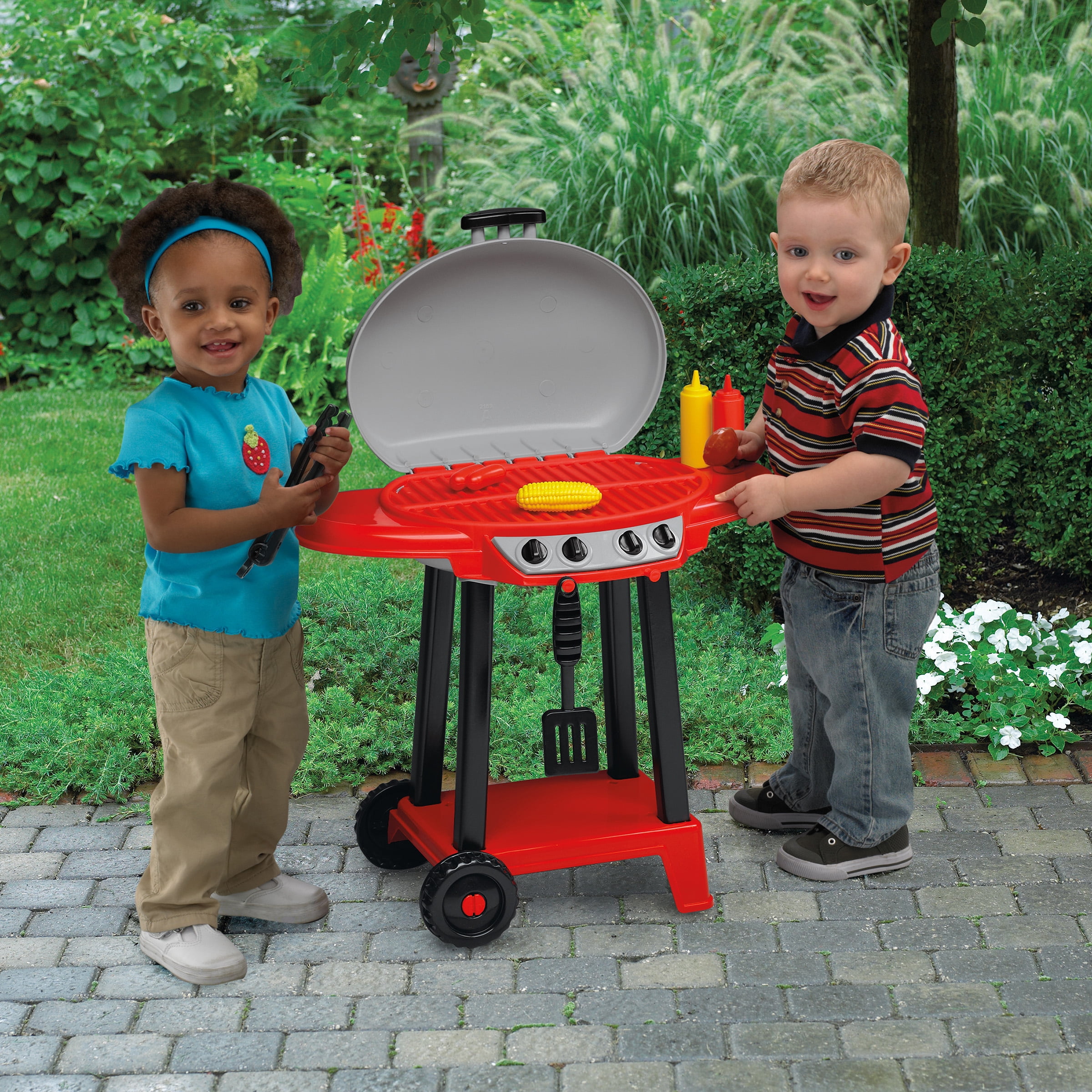 American Plastic Toys My Very Own Play Grill Set with 12 Piece Accessory Play Set for Kids