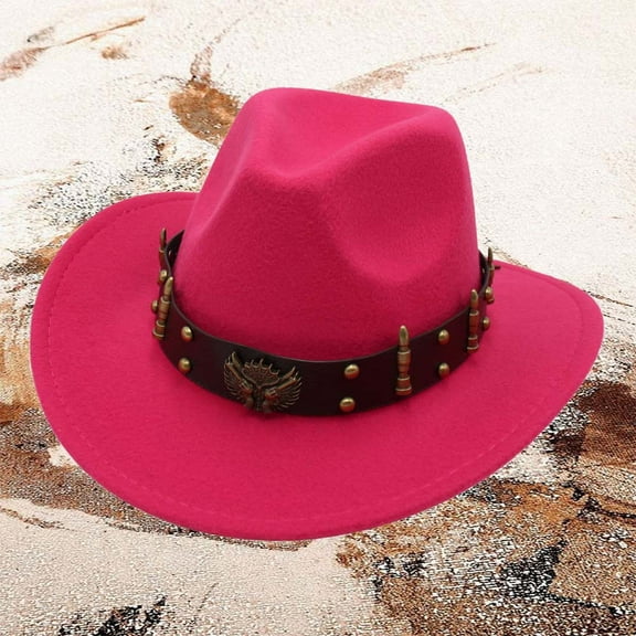 HNMKIU Western Cowboy Jazz Bowler Hat with Decorative for Men and Women RD2,One Size