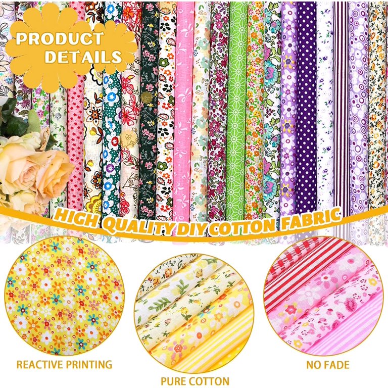 50pcs 10x10cm Patchwork Fabric Squares - Assorted Patterns For Quilting, Sewing & DIY Crafts