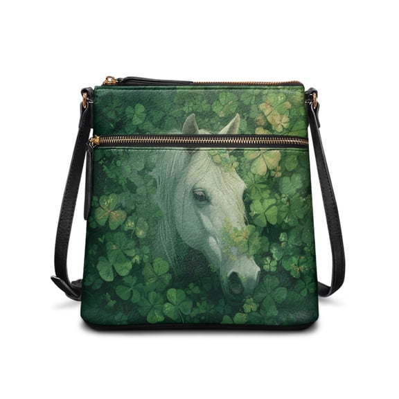 Tutolipy Horse Clover Adjustable Shoulder Strap Purse for Daily Storage Travel, Durable Waterproof Handbag Durable Style Women's Shoulder Bag
