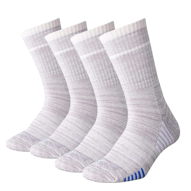 Yoyoo 4 Pyyoors Chaussettes de Randonnée et de Marche, Multi-Packs Chaussettes Rembourrées pour Loisirs Extérieurs (Blanc - Crew)