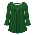 thumbnail image 4 of Dyegold 3/4 Length Sleeve Pleated Tops For Women Fall Fashion 2023 Button Up V Neck Dressy Casual Tunic Shirts Loose Blouse, 4 of 4