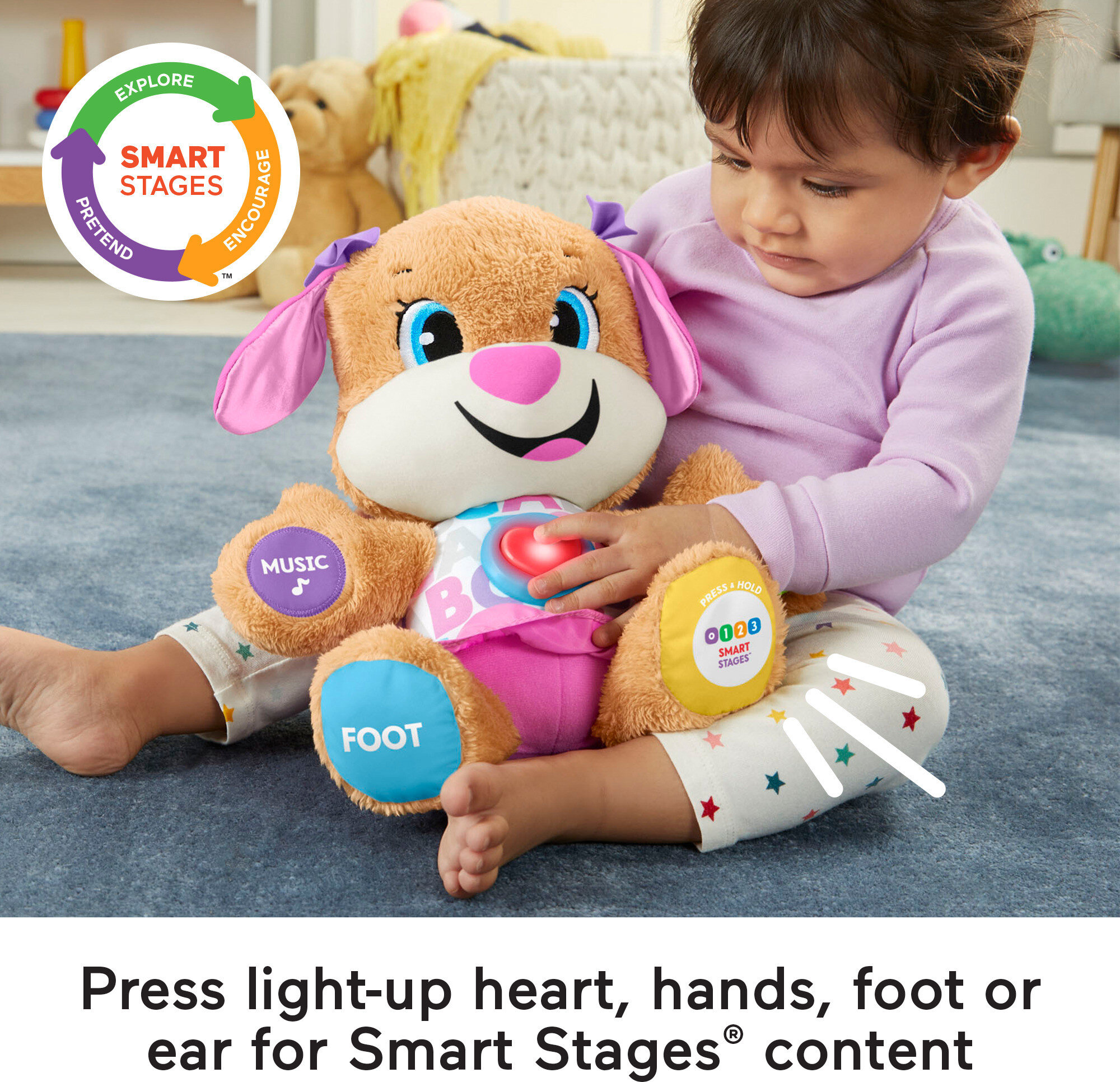 Fisher-Price Laugh & Learn Smart Stages Sis Puppy Plush Learning Toy for Baby, Infants and Toddlers, 6 months and up - image 4 of 8