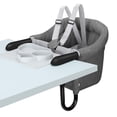 thumbnail image 1 of Silla con gancho con bandeja, almacenamiento plegable y clip de fijación apretado en la trona, asiento portátil para alimentación de bebé, trona para el hogar y los viajes (gris), 1 of 5