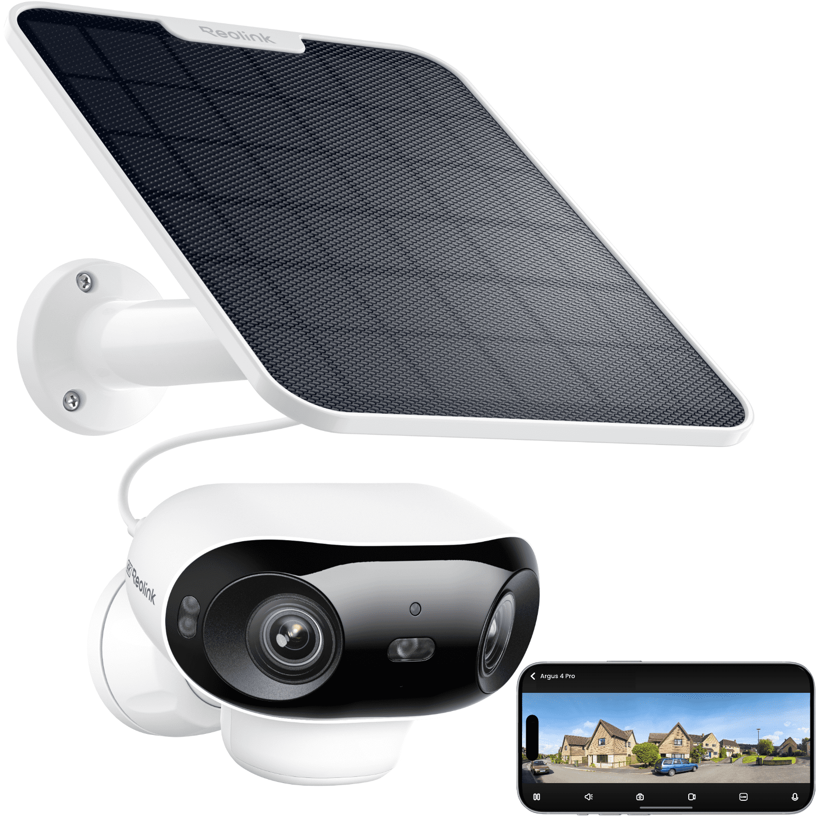 Reolink Argus 4 Pro 4K 8MP Battery Wi-Fi Solar Security Camera, Full Color Night Vision, AI Detection, 2-Way Audio