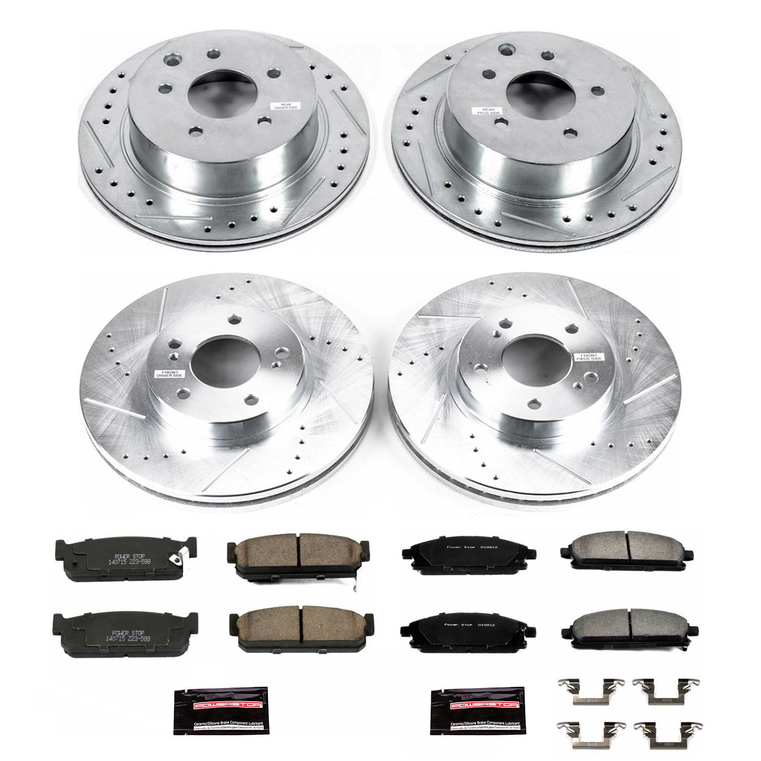 PowerStop Front and Rear Z23 Evolution Sport Carbon-Fiber Ceramic Brake Pad and Drilled & Slotted Rotor Kit Fits: INFINITI Select Models K1180