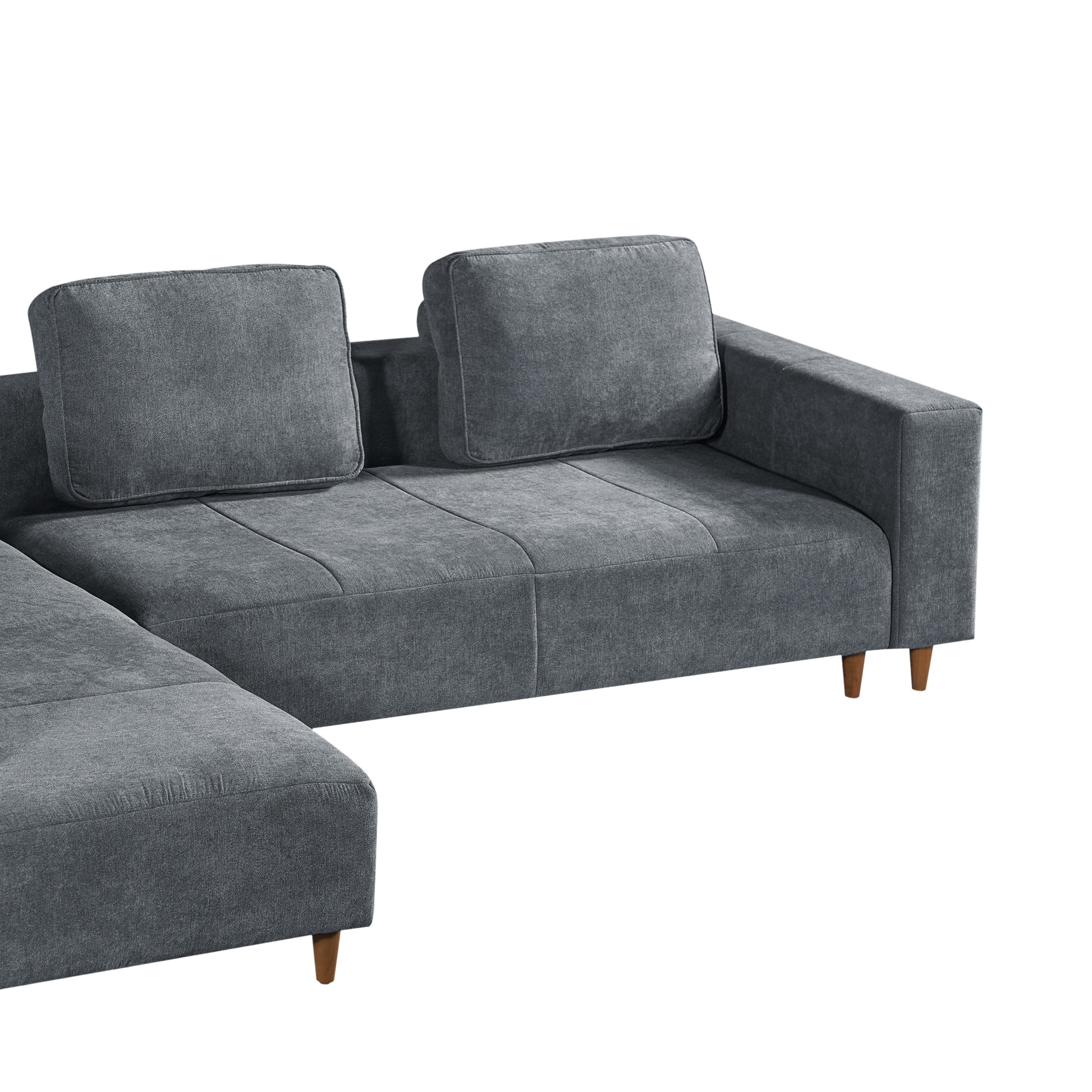 Christopher Knight Home 109" L-Shape Convertible Sectional Sofa, 4 Seater Couch with Wood Legs, Gray