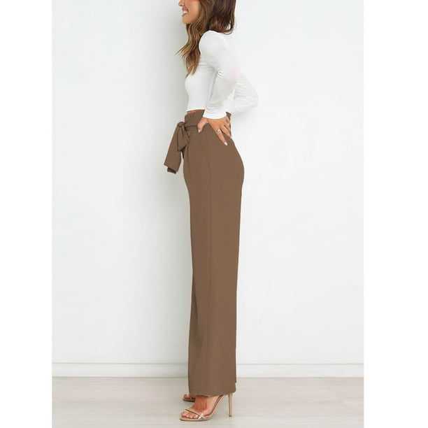 Pantalones largos de pierna ancha para mujer, pantalones largos con correa en la cintura para mujer, pantalones cómodos de pierna ancha diseñados con precisión