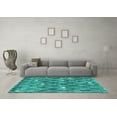 thumbnail image 3 of Ahgly Company Machine Washable Indoor Rectangle Trellis Turquoise Blue Modern Area Rugs, 8' x 10', 3 of 4