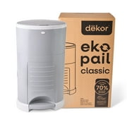Dekor Eko Classic Diaper Pail Made with 70% Recycled Materials, Hands-Free: Step–Drop–Done | Cost-Effective Refill System | Gray