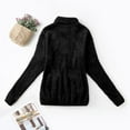 thumbnail image 4 of Womens Full Zip Up Sherpa Lapel Fuzzy Fleece Jacket Oversized Fluffy Coat, 4 of 4