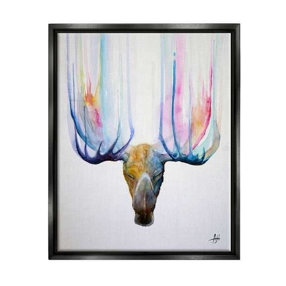 Antler Streaks Modern Deer Animals & Insects Graphic Art Jet Black Framed Art Print Wall Art