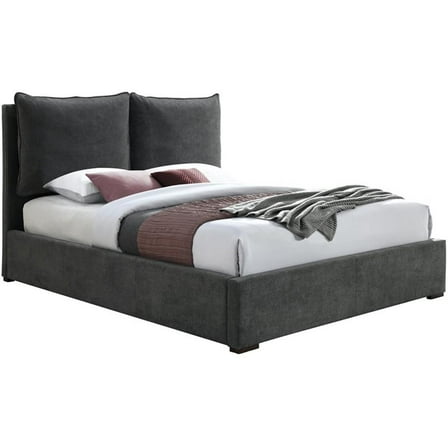 Maklaine Modern 46''H x 46''W x 86.5''D Pepper Black Fabric King Bed