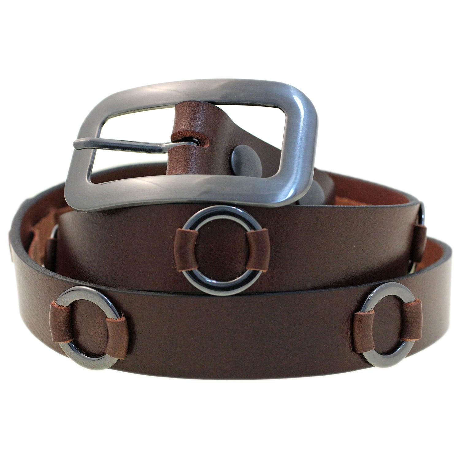 1 1/8 Fashion Belt Mahogany Esquire Buffalo Leather Metal Rings Large ...