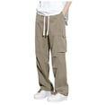 thumbnail image 2 of Cargo Sweatpants for Men 2025 Relaxed Fit Elastic Waist Drawstring Straight Leg Cargo Pants with Pockets Mens Trousers, 2 of 6