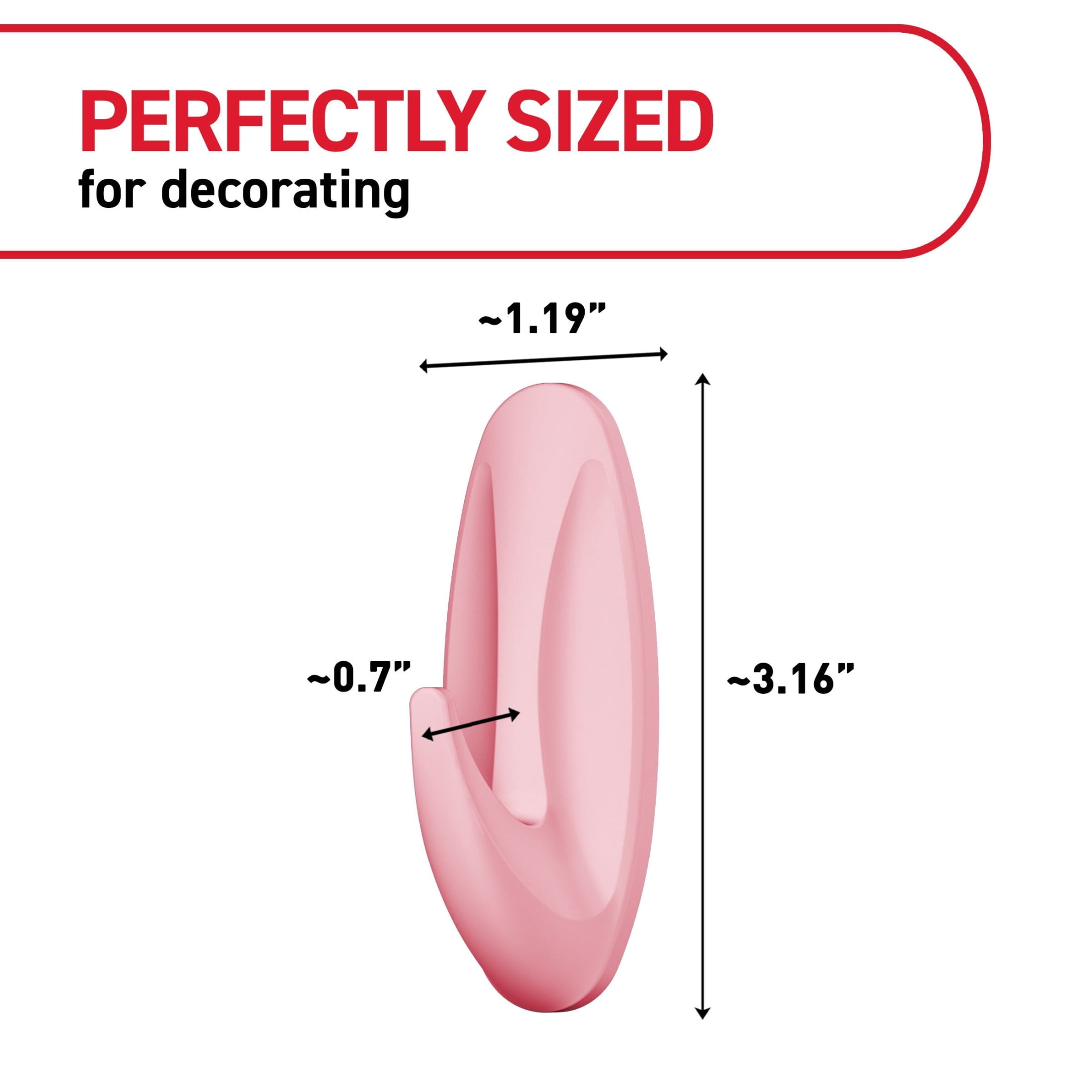 Command Medium Designer Hooks, Blossom, Holds 3 lbs, 4 Hooks, 6 Adhesive Strips