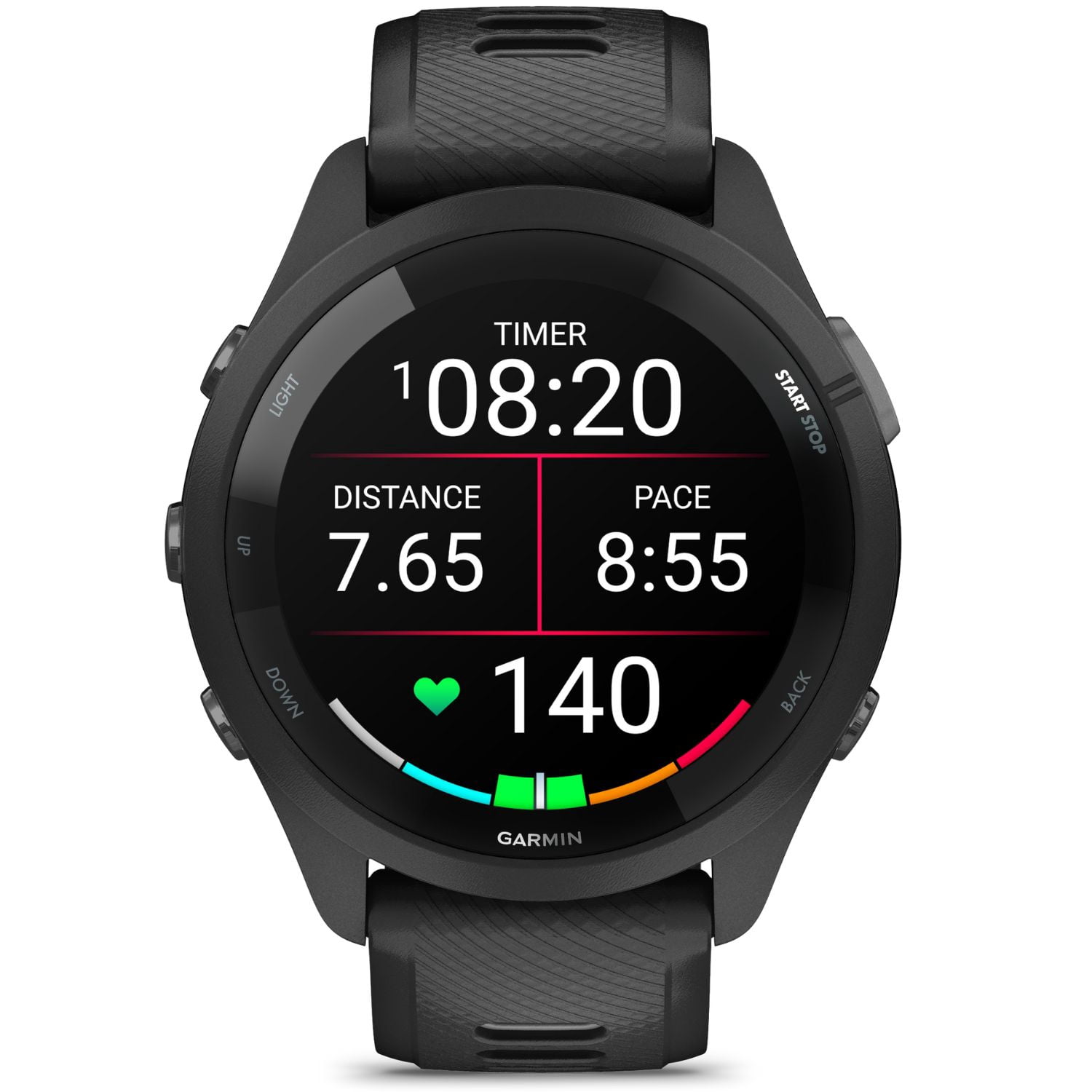 Garmin Forerunner 265 GPS Smartwatch - 46mm, Black/Powder Gray Bundle with Deco Essentials Charging Dock for Garmin Venu 3 + Silicone Dust Cover + Round Tempered Glass Screen Protector
