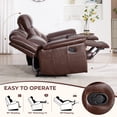 thumbnail image 6 of Ebello Genuine Leather Manual Reclining Sofa, Luxurious Modern 3-Seater Couch with Padded Headrest and Armrest for Living Room, Home Theater, Brown, 6 of 10
