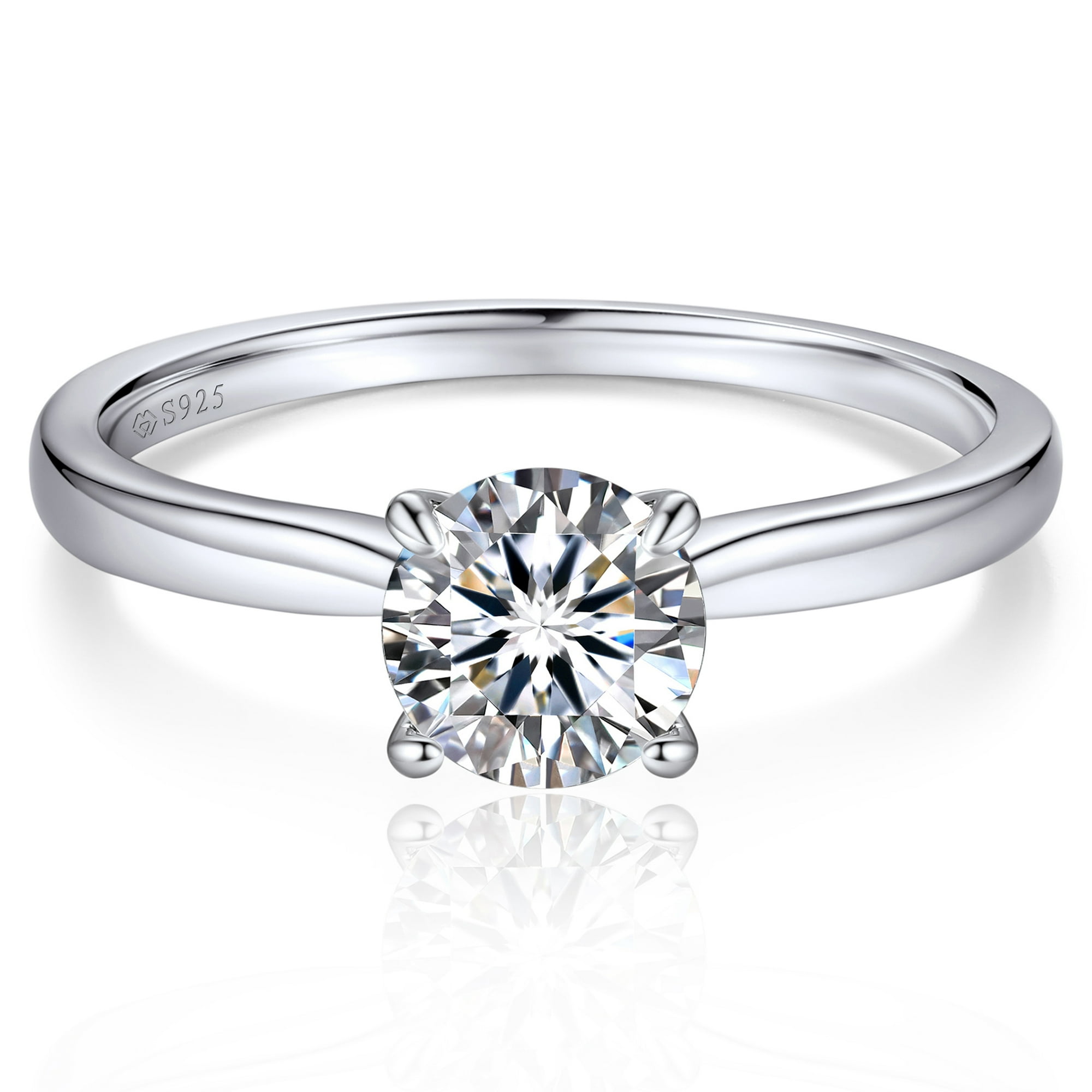 Momentwish 1 Carat Moissanite Engagement Ring for Women Simulated Diamond Promise Rings Sterling Silver Valentine's Day Gift Size7