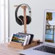 thumbnail image 3 of Gwong Electrónica Estructura de madera de madera de almacenamiento de auriculares de madera 3 puertos Estación de muelle de carga USB, 3 of 7