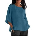 thumbnail image 2 of Womens T Shirts Summer Tops 2025 Solid Color Half Sleeve Crewneck Plus Size Loose Fit Tees Tshirts Shirts for Women, 2 of 6