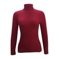 thumbnail image 5 of Fall Sweaters For Women Fashion Casual Collar Button Solid Color Base Knitted Round Neck Wine Pullover Winter Sweaters (M), 5 of 6