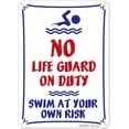 thumbnail image 1 of WWS-Metal No Lifeguard On Duty Swim At Your Own Risk Pool Sign For Rules Signs Safety Outdoor,12x8inch Aluminum, Fade Resistant, 1 of 4