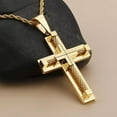 thumbnail image 3 of QQTDFG Stainless Steel 18K Gold Tone Cross Pendant Necklace Gift Women's Men's Jewelry-default, 3 of 5